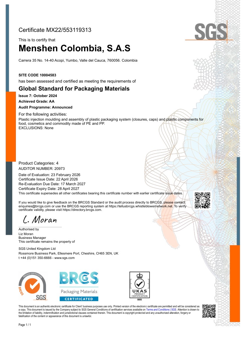 BRCGS Menshen Colombia EN certificate