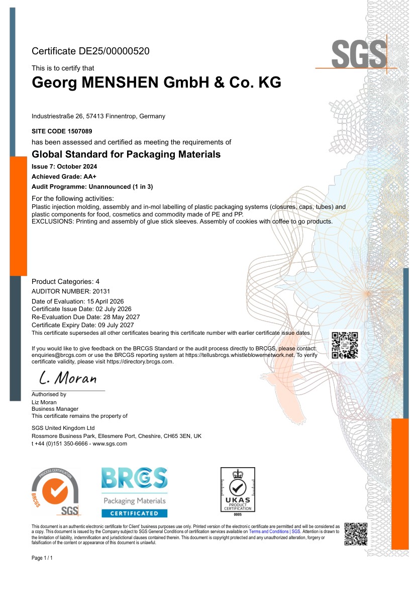 BRCGS Menshen Germany EN certificate