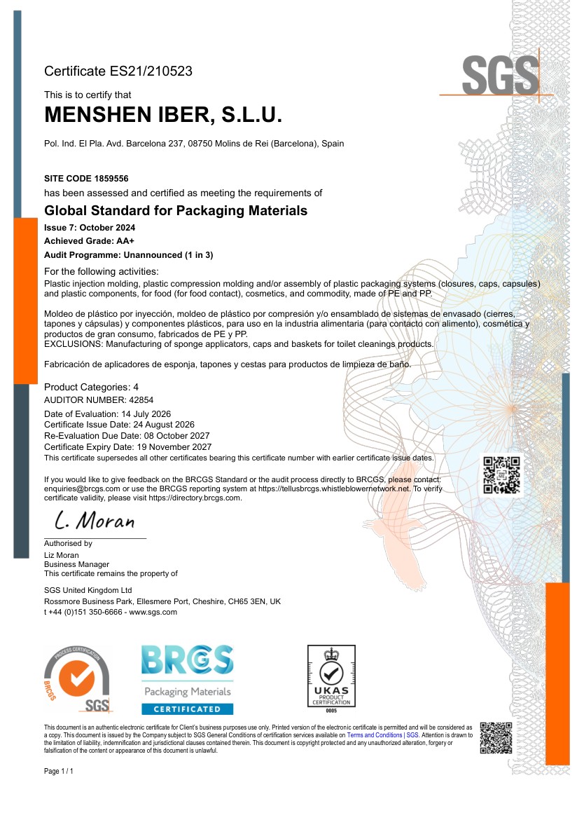 BRCGS Menshen Iber EN certificate