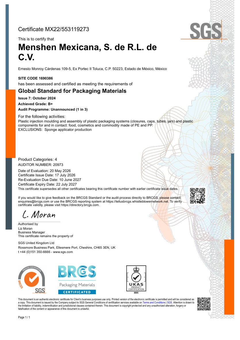 BRCGS Menshen Mexicana EN certificate
