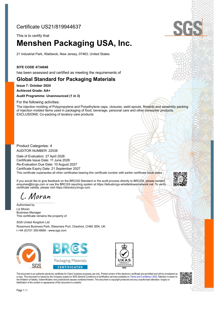 BRCGS Menshen USA EN certificate