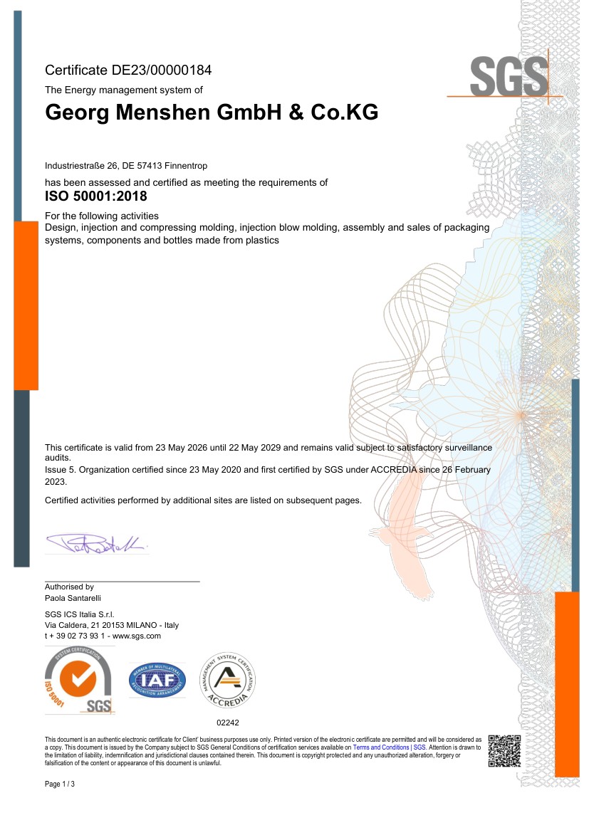 ISO 50001 Menshen Group EN certificate